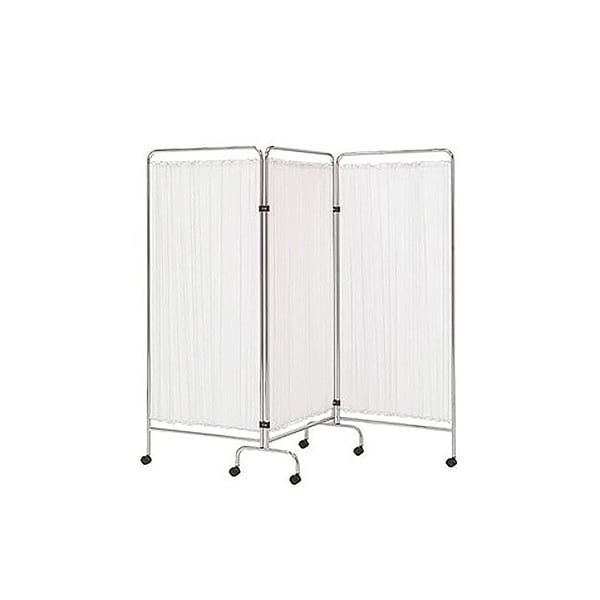 Paravent clinique à trois sections : en émail époxy avec roulettes (178 x 75 cm)